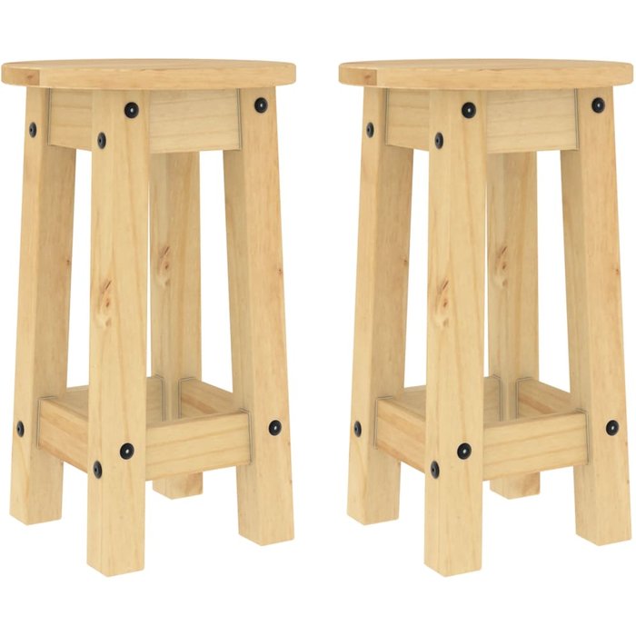 Taburetes altos de cocina 2 uds madera maciza de pino - comfortxl
