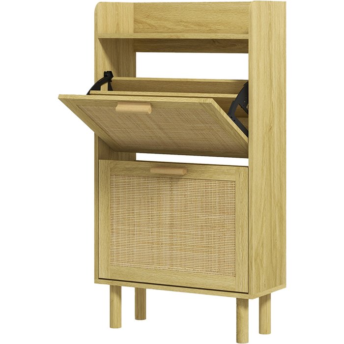 Mueble zapatero homcom melamina de madera roble 80x24.5x110 cm