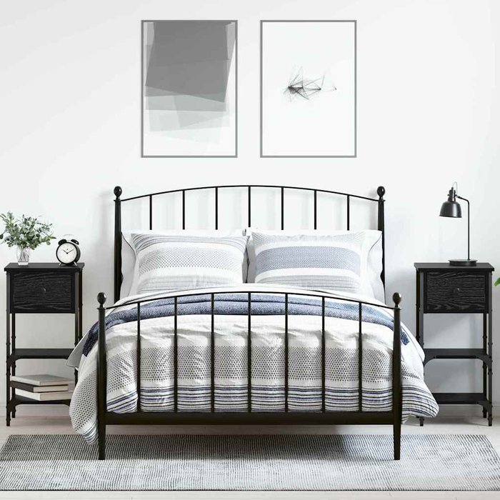 Mesilla de noche, 2 piezas, roble negro, 33,5 x 36 x 70 cm