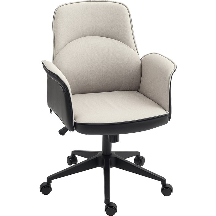 Silla oficina giratoria ajustable basculante reposabrazos 120kg beige negro