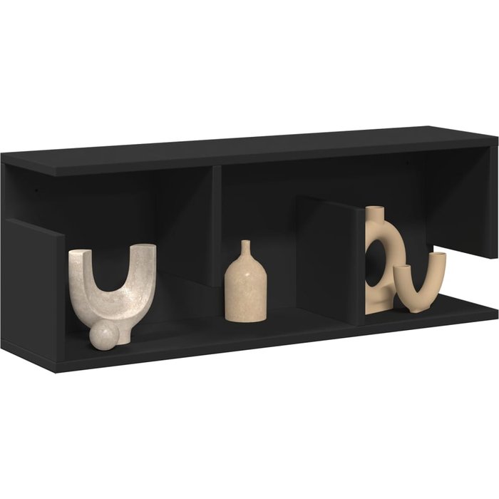 Mueble de pared 80x20x30 cm madera contrachapada negra