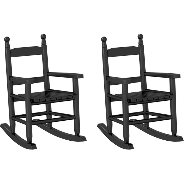 2 uds mecedoras para niños madera maciza de álamo negras cfw665300