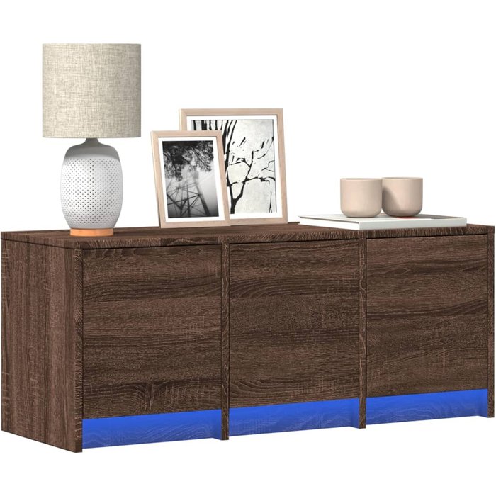 Mueble de tv led madera ingeniería marrón roble 97x34x40 cm vidaxl