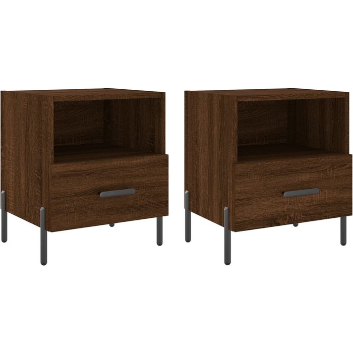 Mesita noche 2 uds madera ingeniería marrón roble 40x35x47,5 cm - comfortxl