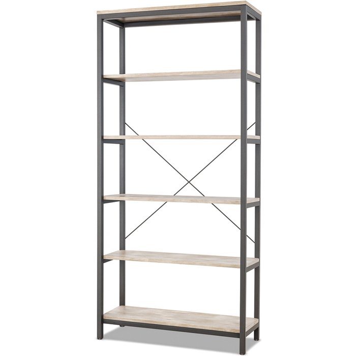 Ganbaru - librería estantería 6 niveles 80x30xh180 cm estilo industrial bleach