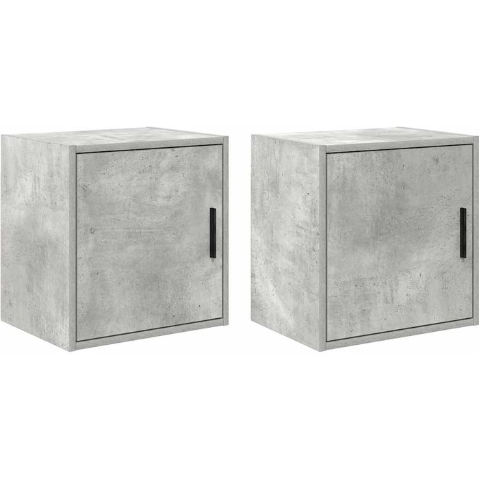 Gabinetes de pared para garaje de 2 piezas, gris hormigón, madera de ingeniería