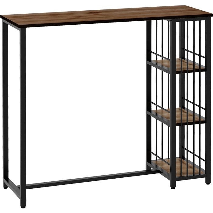 Mesa alta bar homcom melamina de madera, acero marrón y negro 120x40x105 cm
