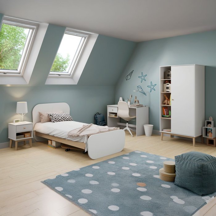 Mesita de noche juvenil misty breeze blanco - oak soft 40 x 53,1 x 35 cm