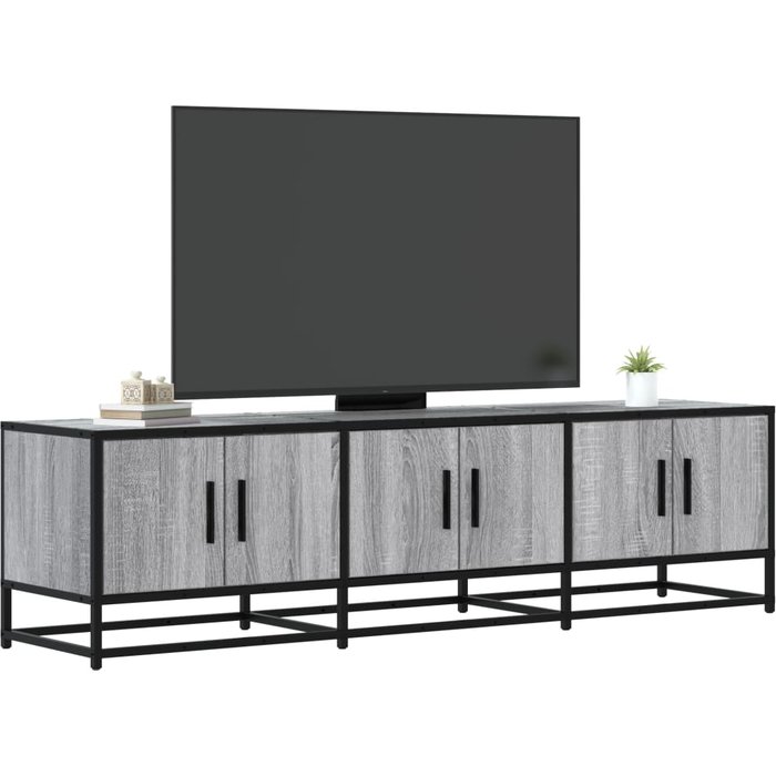 Mueble de tv sonoma gris 150x35x41 cm madera contrachapada y metal