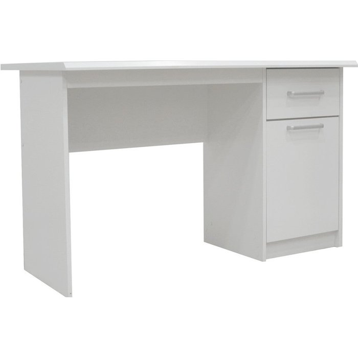 Escritorio de la colección praga con un cajón y una puerta de color blanco.