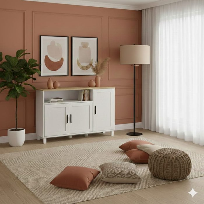 Aparador essenza melamina blanco madera 110x33x75cm anti-vuelco