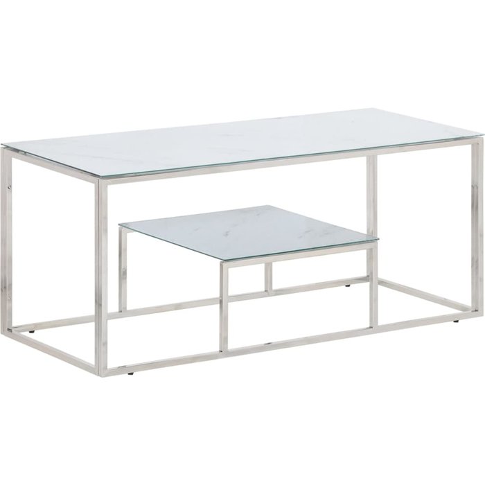 Mesa de centro plateada acero inoxidable y vidrio templado vidaxl