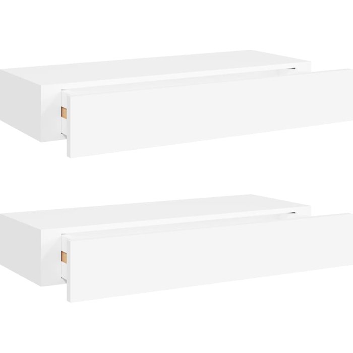 Estantes de pared con cajón 2 uds mdf blanco 60x23,5x10 cm- comfortxl