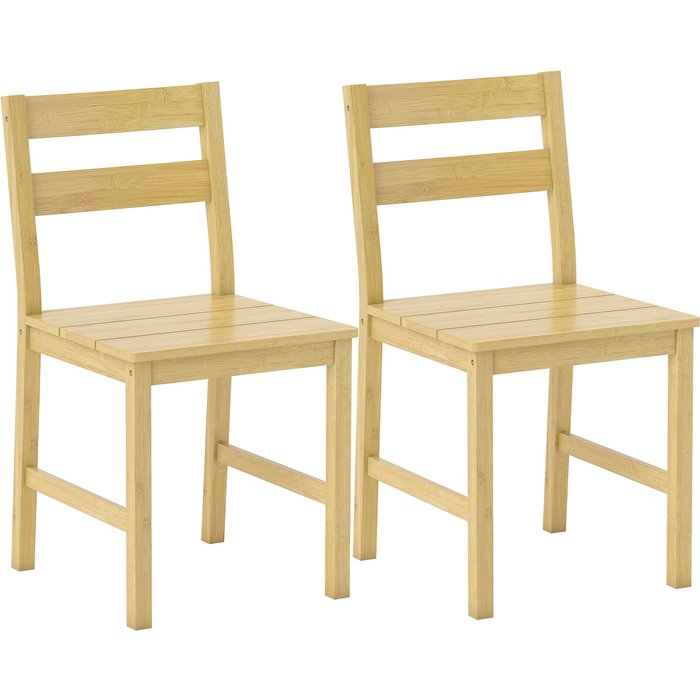 Sillas de comedor homcom bambú madera natural 42x45x80 cm