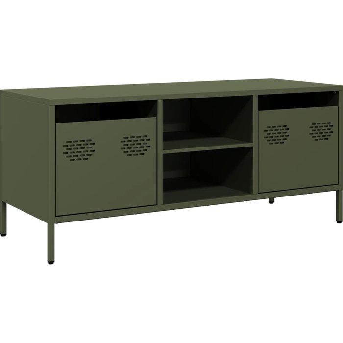 Mueble tv acero laminado en frío verde oliva 101,5x39x43,5 cm - comfortxl