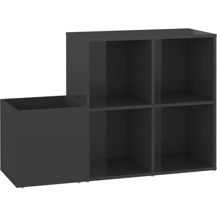 Zapatero de recibidor en contrachapado gris brillo 105x35,5x70 cm - comfortxl