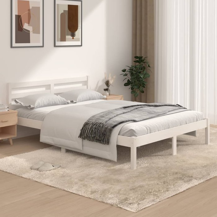 Estructura de cama doble sin colchón blanco 135x190 cm vidaxl