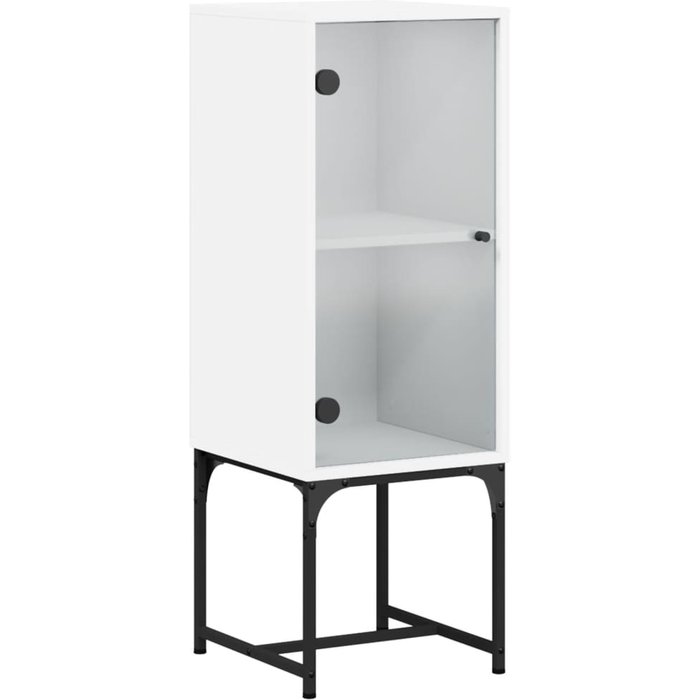 Armario auxiliar con puerta de vidrio blanco 35x37x100 cm - comfortxl