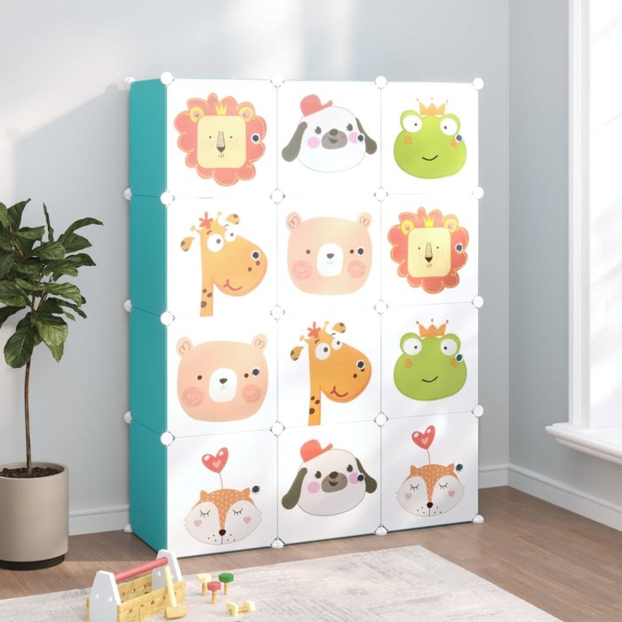 Maison exclusive - estantería infantil de cubos con 12 compartimentos verde pp