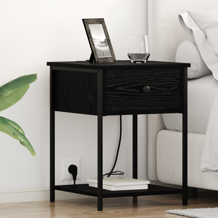 Vidaxl cajoneras de noche con cajón 2 pcs roble negro 42 x 41 x 56 cm