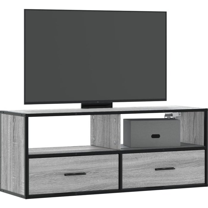 Mueble tv sonoma gris 100x31x39,5 cm madera contrachapada y metal