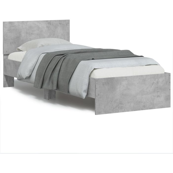 Maison exclusive - estructura de cama cabecero luces led gris hormigón 90x200 cm