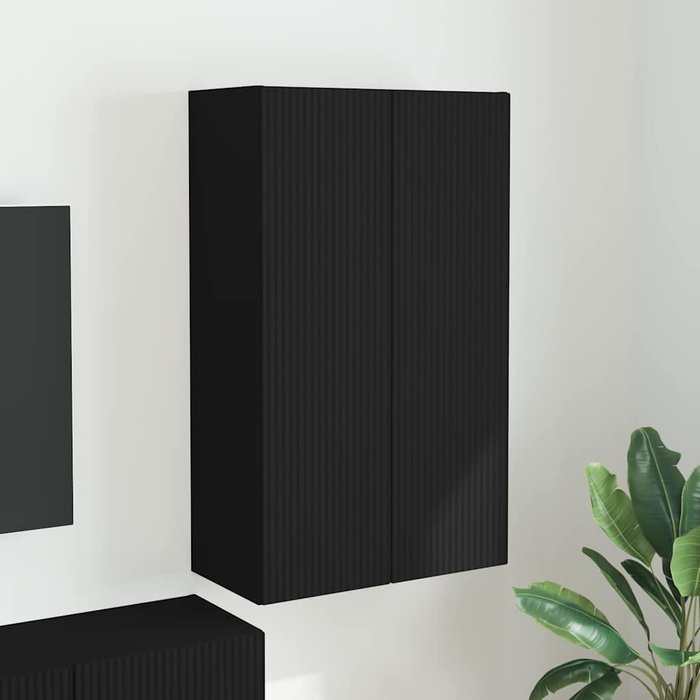 Mueble de tv de pared negro, 59,5 x 31 x 100 cm, madera de ingeniería