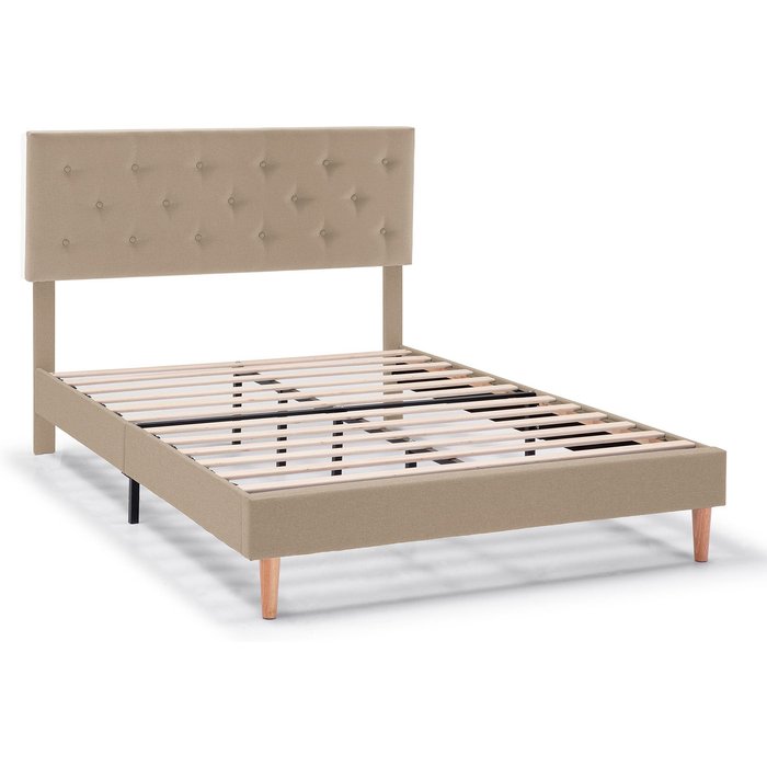 Estructura de cama tapizada rosi de 30 cm, 90x190 cm, beige