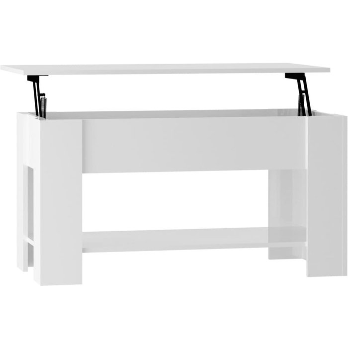 Mesa de centro madera de ingeniería blanco brillo 101x49x52 cm