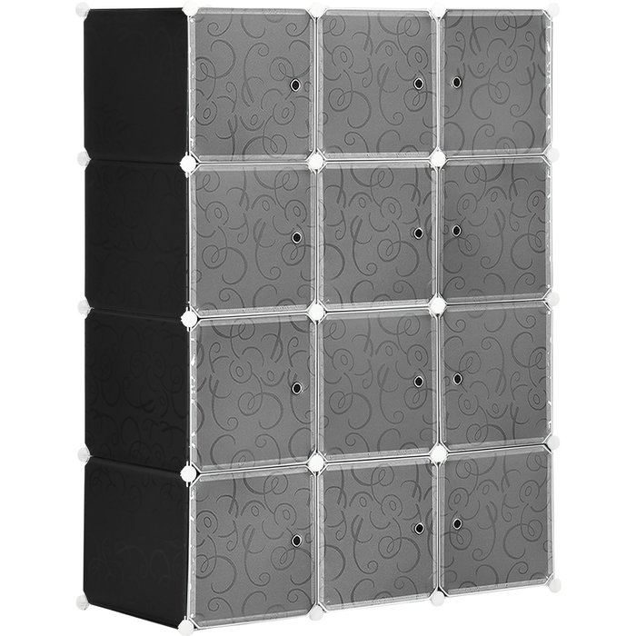 Estanterías diy, armario cúbico con barra para colgar, pp, blanco y negro