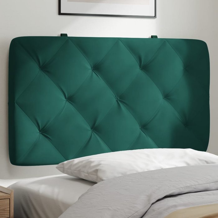Cabecero de cama acolchado terciopelo verde oscuro 90 cm - comfortxl