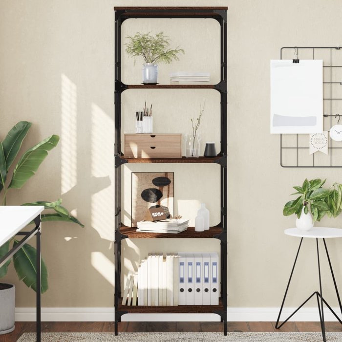 Librería 5 niveles roble marrón 59x35x171 cm