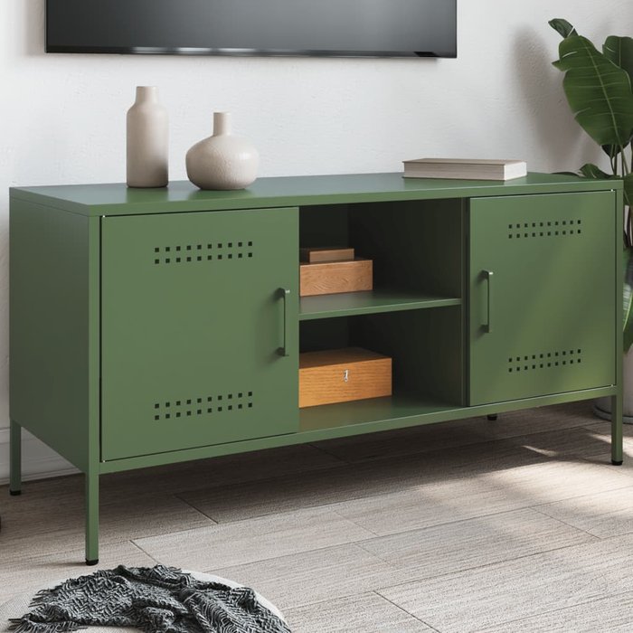 Mueble de tv de acero verde oliva 100,5x39x50,5 cm vidaxl