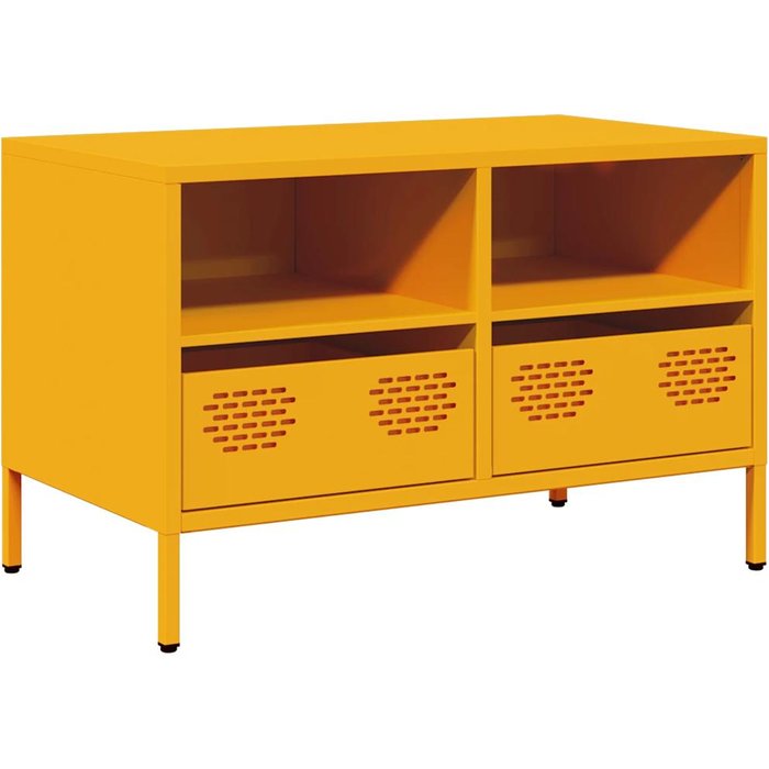Mueble tv acero laminado en frío amarillo mostaza 68x39x43,5 cm - comfortxl