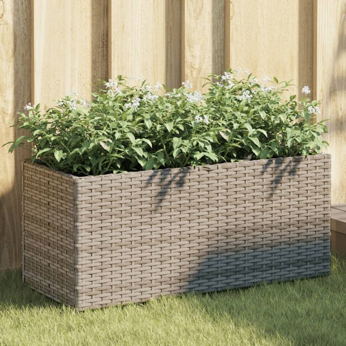 Jardineras con 2 maceteros 2 uds ratán pe gris 72x30x32 cm vidaxl