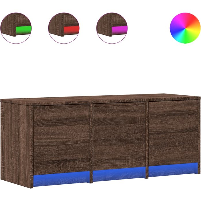 Mueble tv led en madera laminada, roble marrón, 97x34x40 cm - comfortxl