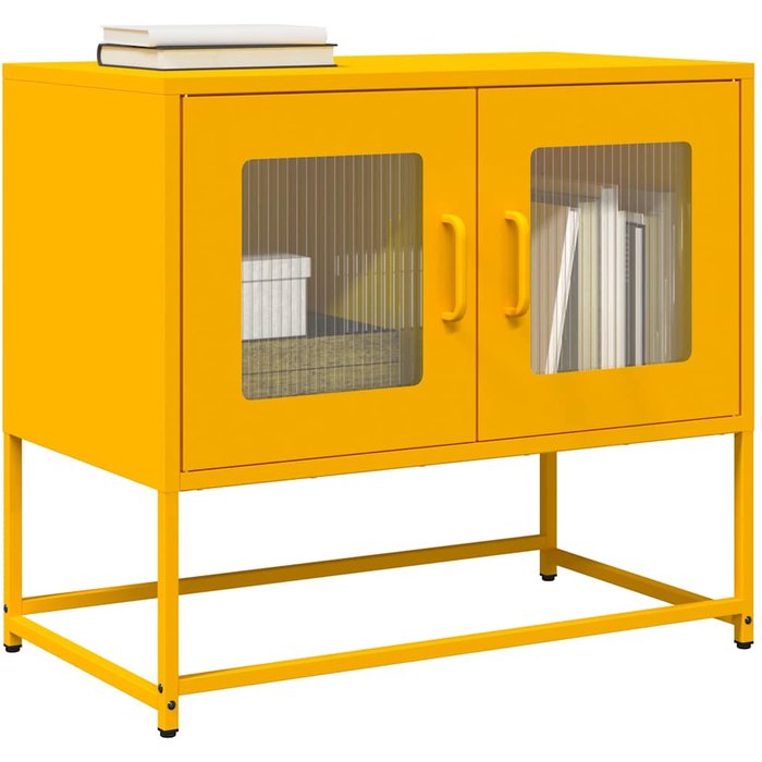 Mueble tv acero laminado en frío amarillo mostaza 68x39x60,5 cm