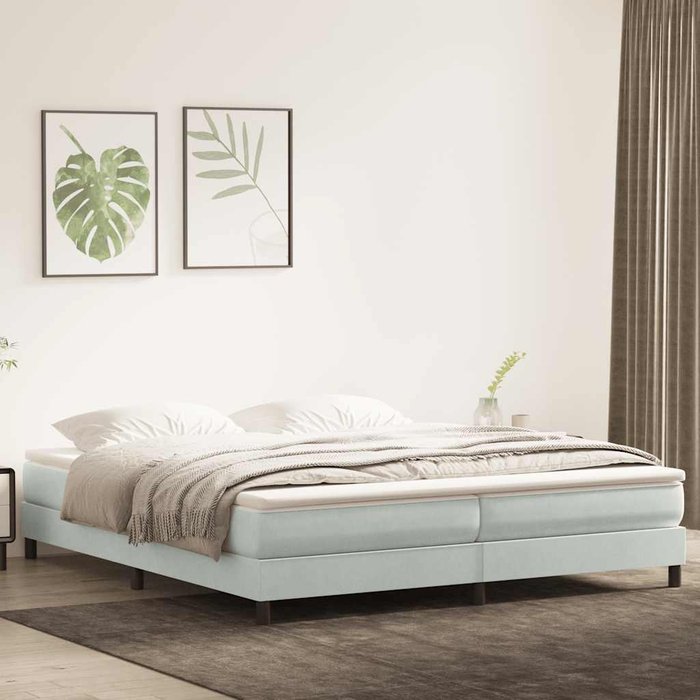 Maison exclusive - cama box spring sin colchón terciopelo gris claro 200x210 cm