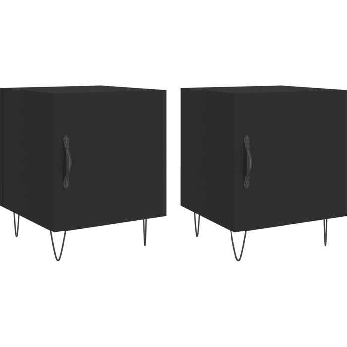 Mesitas de noche 2 uds madera de ingeniería negro 40x40x50 cm - comfortxl