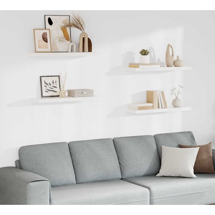 Estantes flotantes de pared, 4 unidades, blancos, 80x23,5x3,8 cm, mdf