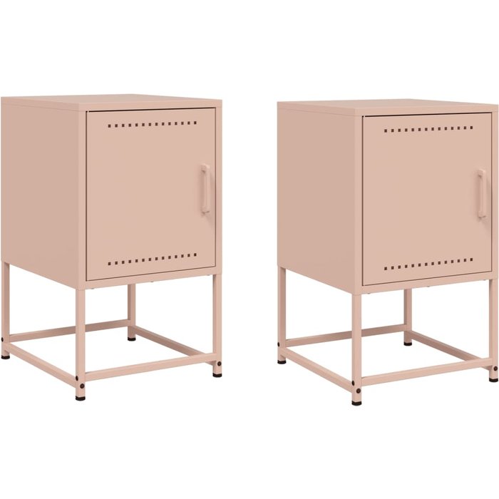 Pack 2 uds mesitas de noche,mesilla de noche acero rosa 36x39x60,5 cm cfw303743