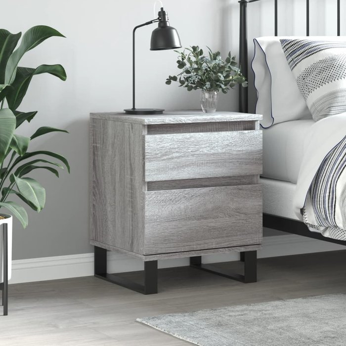 Mesita de noche madera de ingeniería gris sonoma 40x35x50 cm - comfortxl