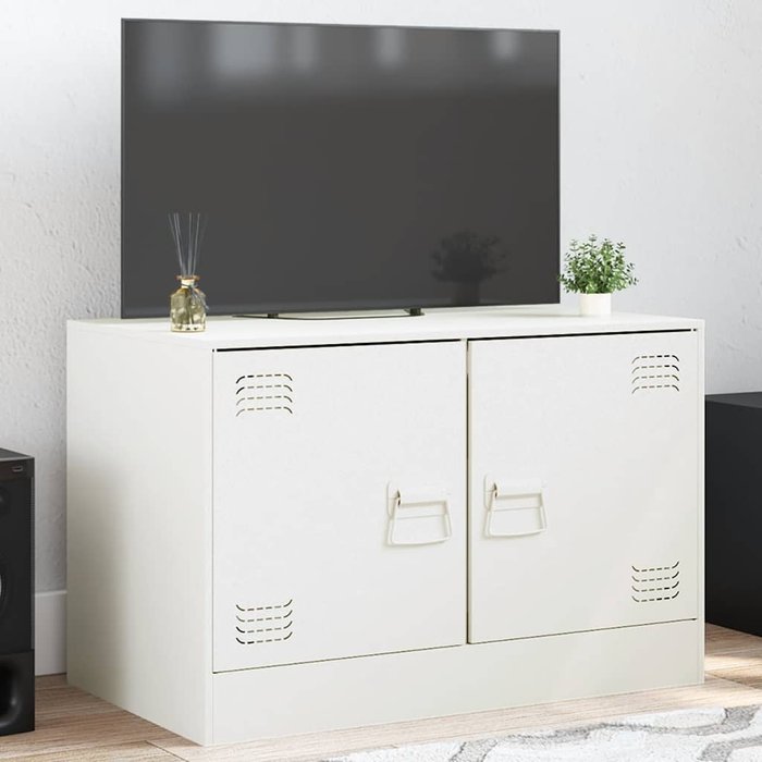 Mueble de tv blanco, 67x39x44 cm, acero