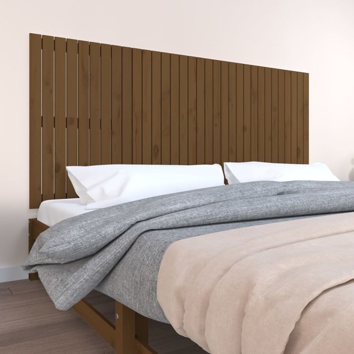 Vidaxl cabecero cama pared madera maciza pino marrón miel 204x3x90 cm