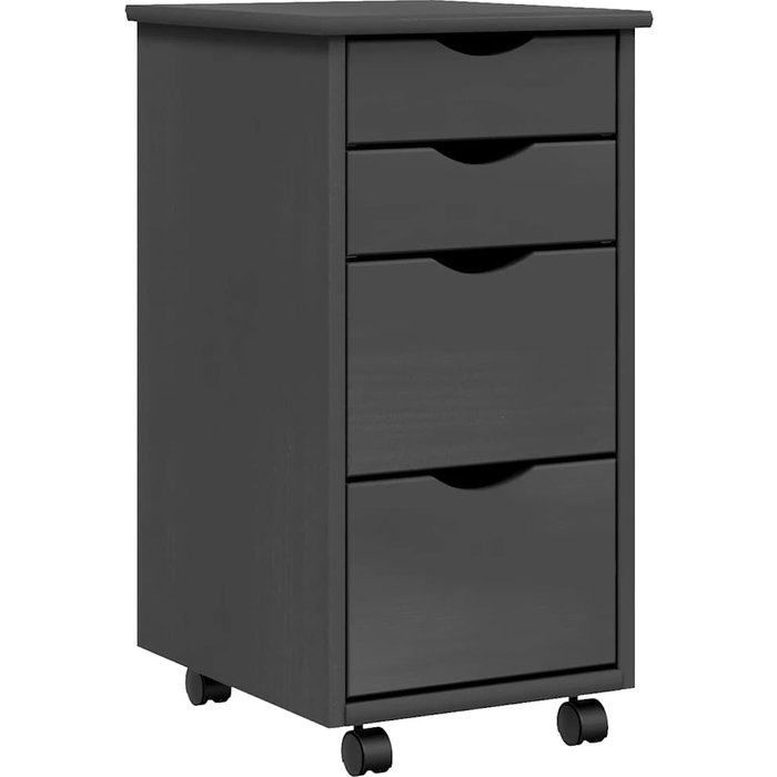 Cajonera con ruedas moss madera maciza de pino gris - comfortxl