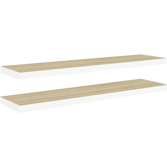 Estante flotante pared 2 uds mdf roble y blanco 120x23,5x3,8 cm- comfortxl
