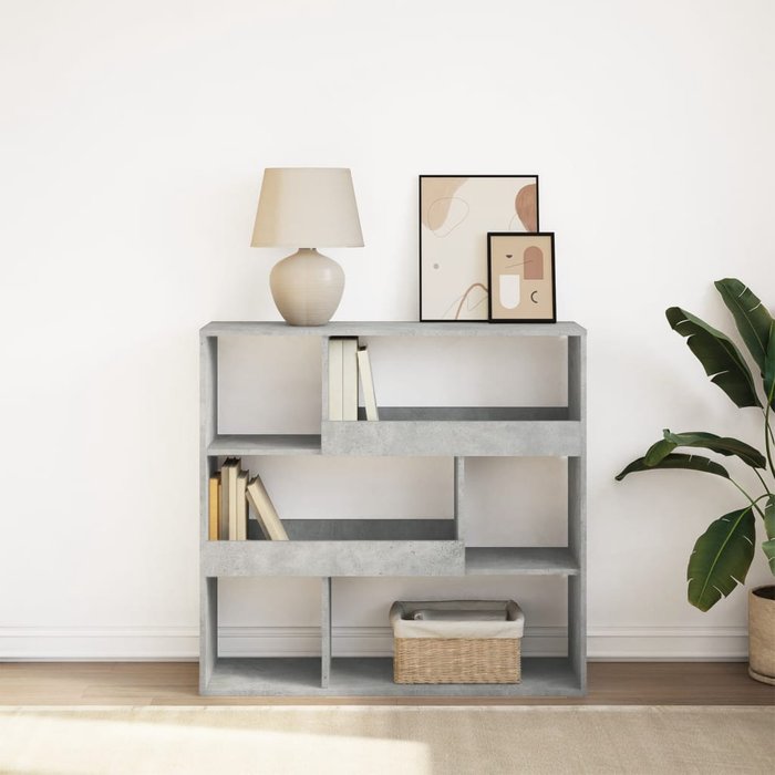 Librería/separador de ambientes de hormigón gris, 100x33x94,5 cm. - pangivo