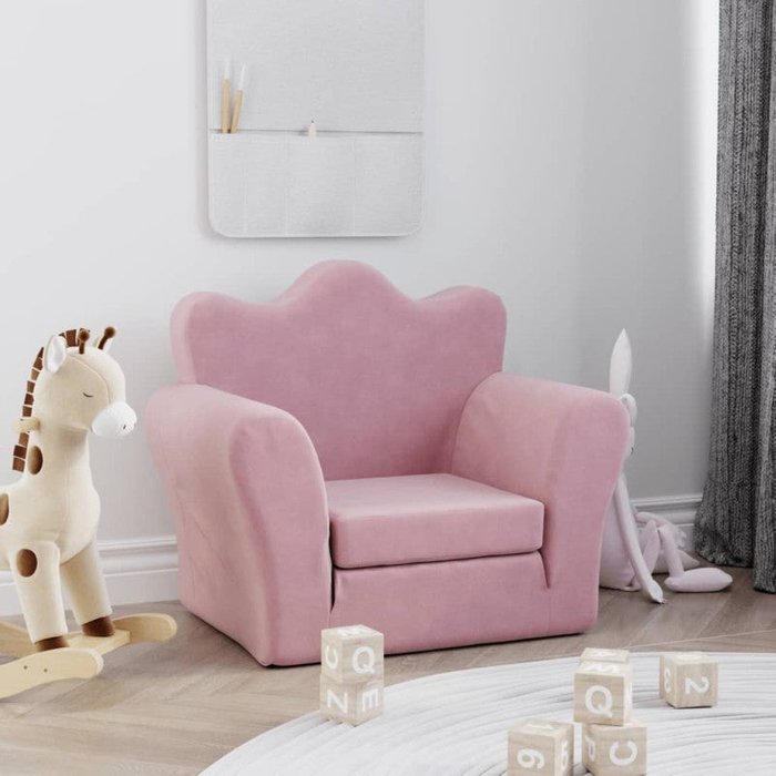 Sofá cama para niños felpa suave rosa v7340 unico / rosa