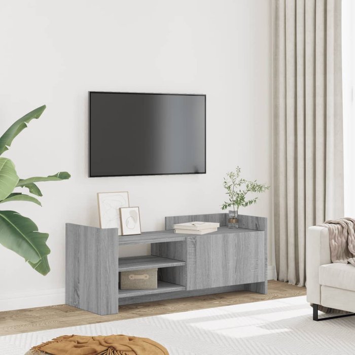 Mueble tv sonoma gris 100x35x40 cm madera contrachapada