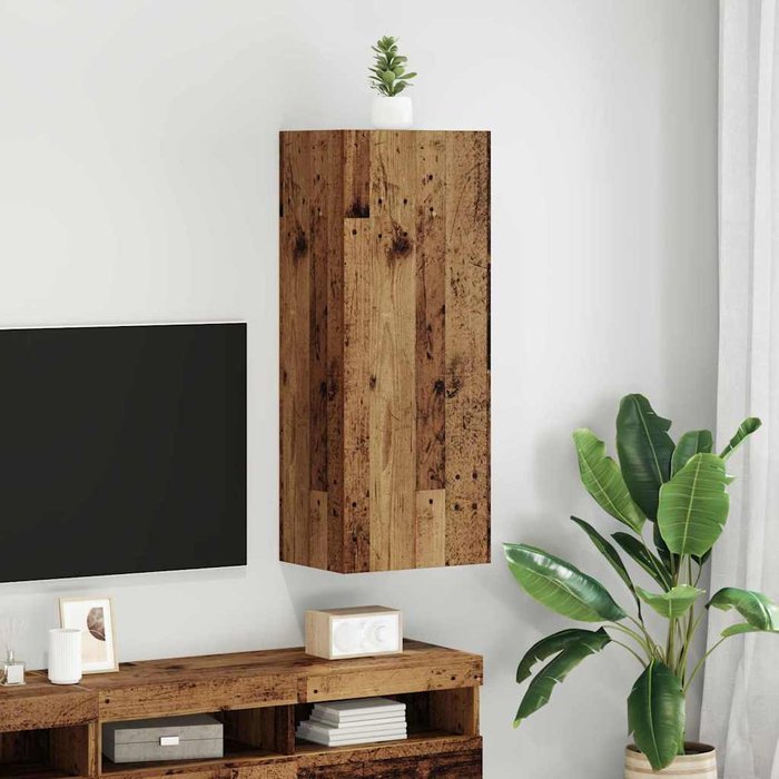 Mueble de tv de pared, madera antigua, 40,5 x 30 x 102 cm